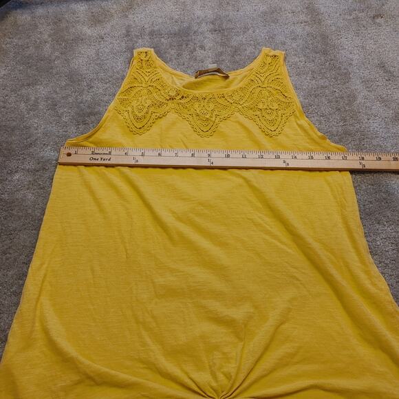 LOFT Size Small S Yellow Sleeveless Tank Top Lace Detailing Boho Festival - Picture 4 of 8